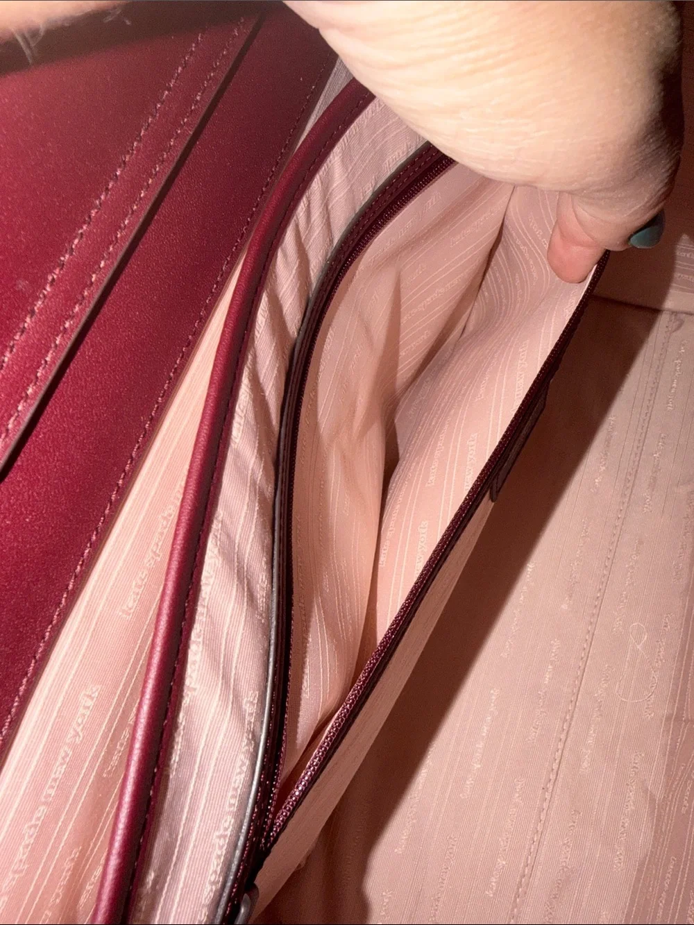 Kate Spade Leather Tote in Burgundy with Gold hardware